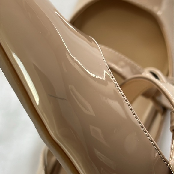 Nine West Nude Patent Leather “Leeza” Pointed Toe Mary Jane Flats - Picture 7 of 10